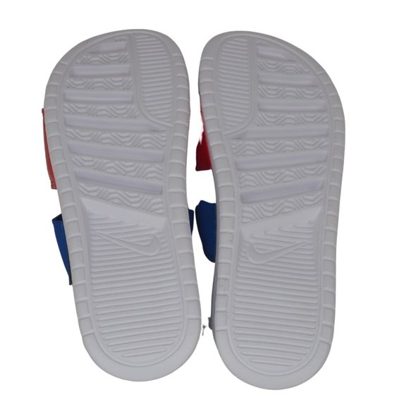 Nike Womens Benassi Duo Ultra Leather Slides Sandals Red/Blue/White Size 8 New - Picture 8 of 10